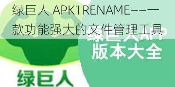 绿巨人 APK1RENAME——一款功能强大的文件管理工具