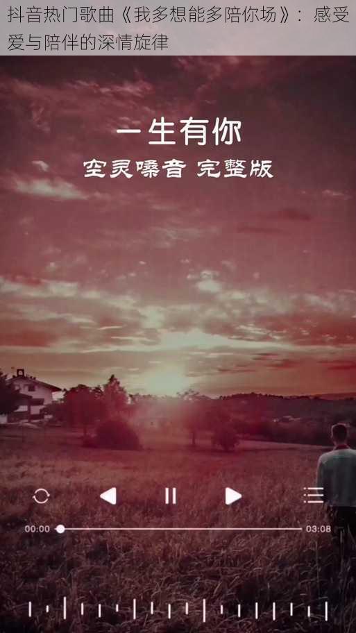 抖音热门歌曲《我多想能多陪你场》：感受爱与陪伴的深情旋律