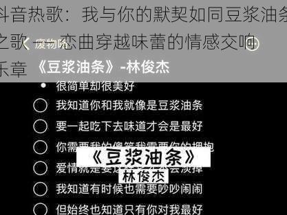 抖音热歌：我与你的默契如同豆浆油条之歌 —— 恋曲穿越味蕾的情感交响乐章