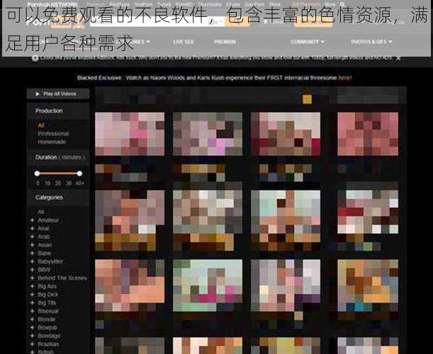 可以免费观看的不良软件，包含丰富的色情资源，满足用户各种需求